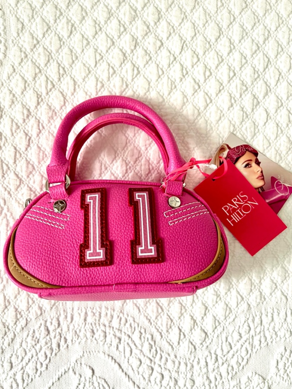 NWT PH PARIS VARSITY MINI BOWLER BAG IN PINK - Picture 13 of 16
